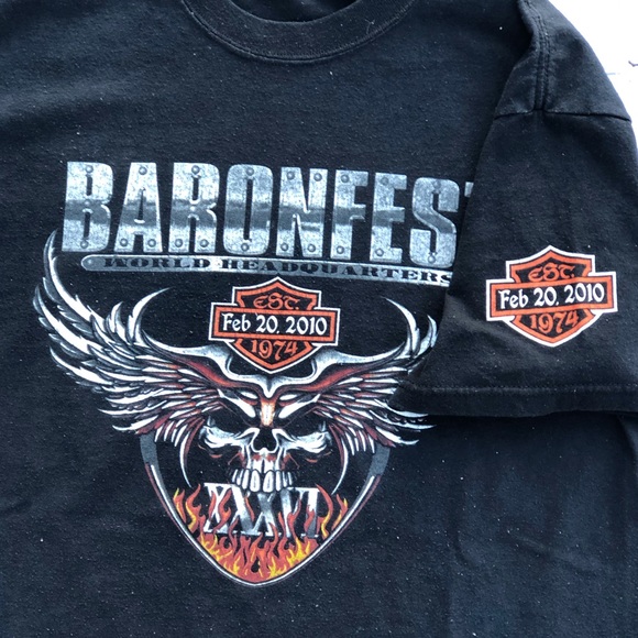 Black Baronfest World Headquarters Harley Shirt - Picture 3 of 4